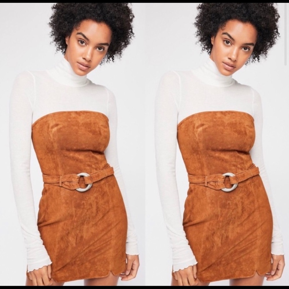 NWOT - Free People strapless suede mini dress